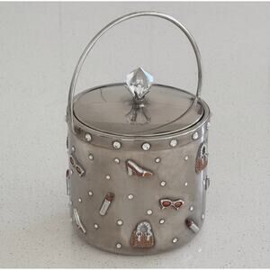 Hollywood Regency Lucite Ice Bucket Rhinestone Vanity Motif Mid Century 1960s